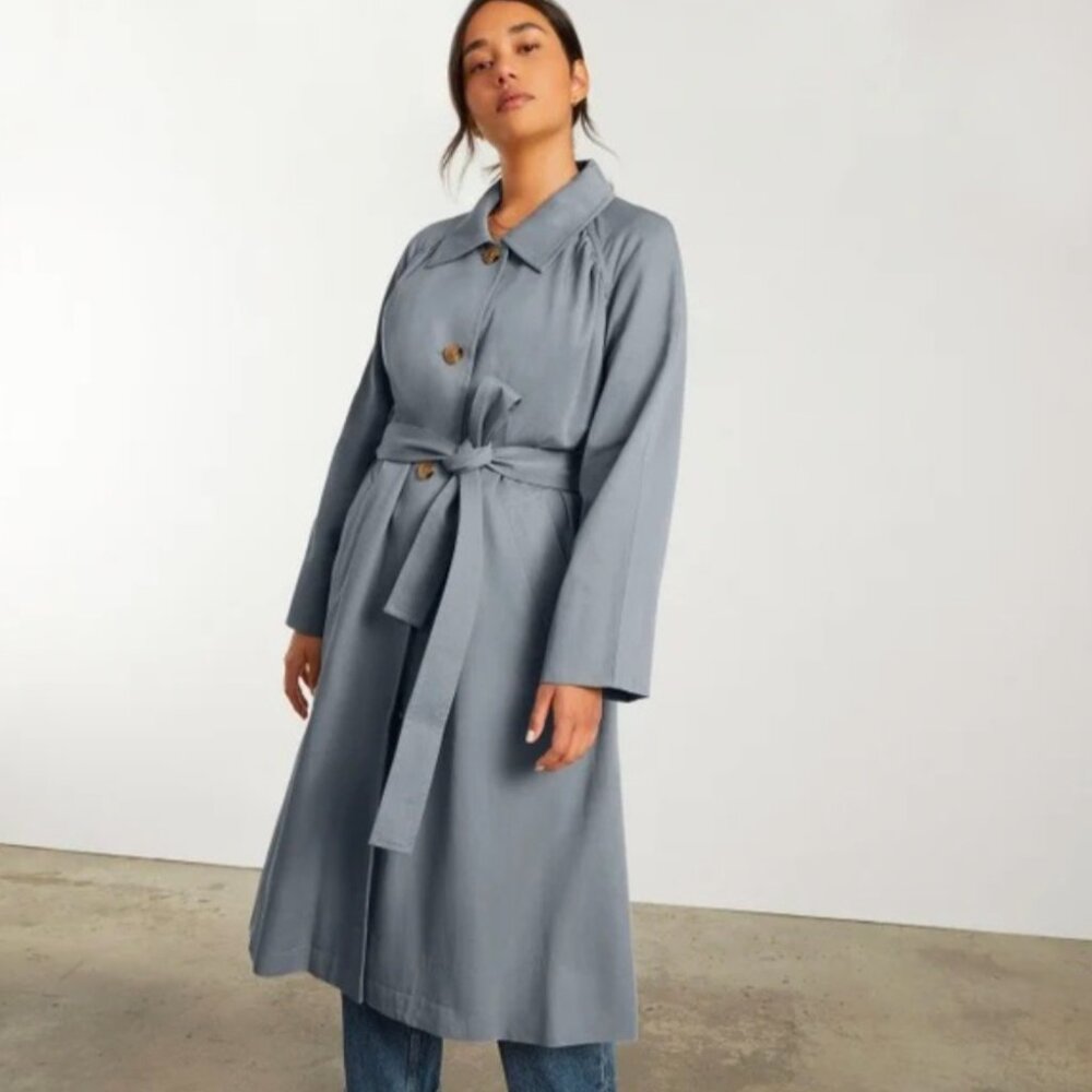 Everlane gathered drape trench smoke S